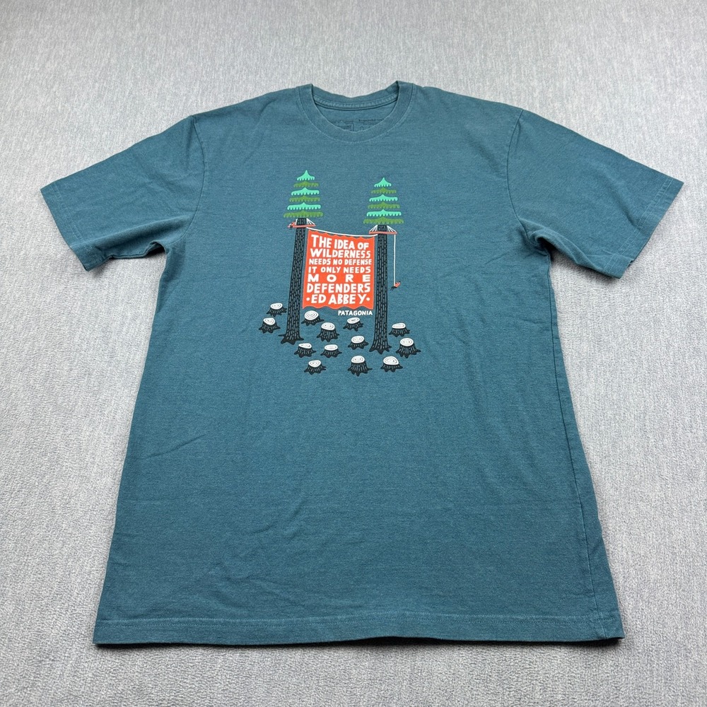 Patagonia Shirt Mens Small Blue Treesitters Responsibili Tee Short Sleeve 38446‎